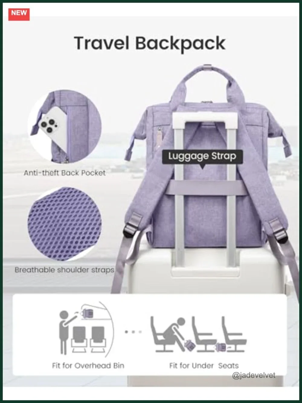 Laptop Backpack with 40oz Tumbler Holder, Anti-Theft, Padded 15.6